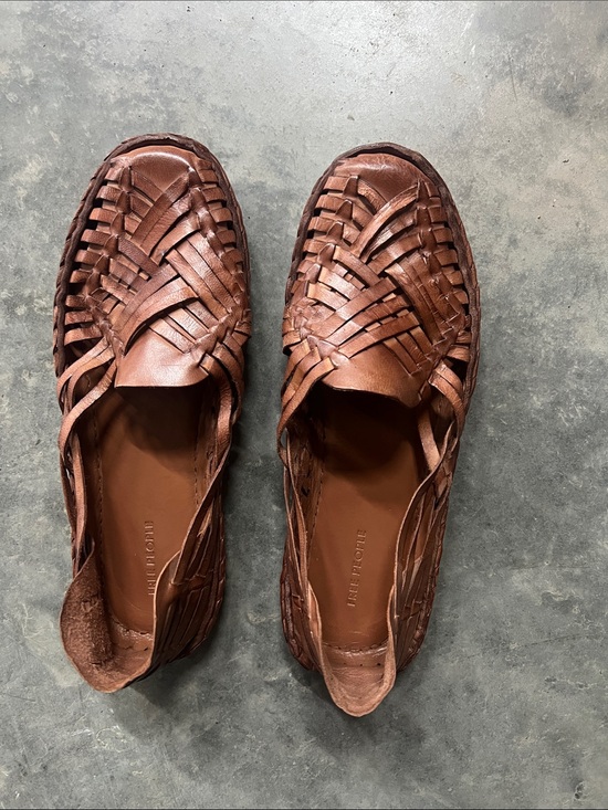 Free People Shoes - Free People Brown Woven Leather Slip-On Huaraches. Size 10